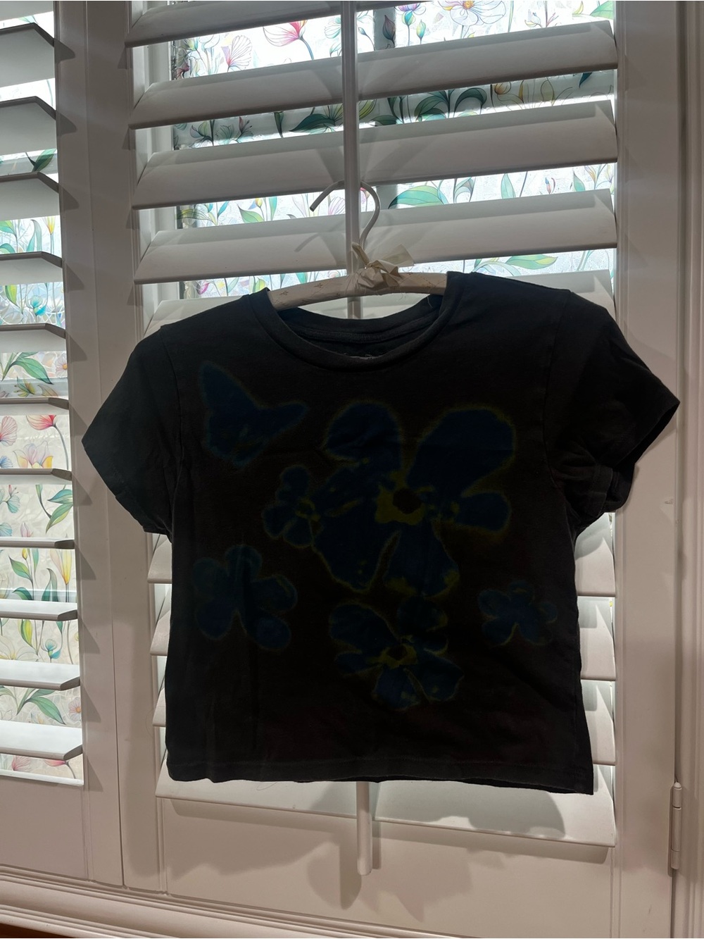 Vans Black Tee with Blue Floral Graphic